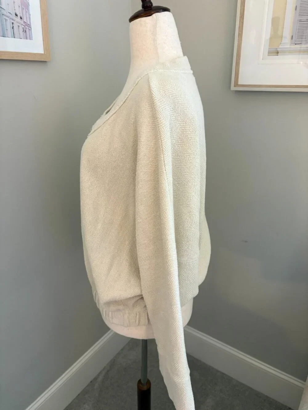 Free People Beach BRB Solid Terry Pullover M Oatmeal 100% Cotton Oversized
